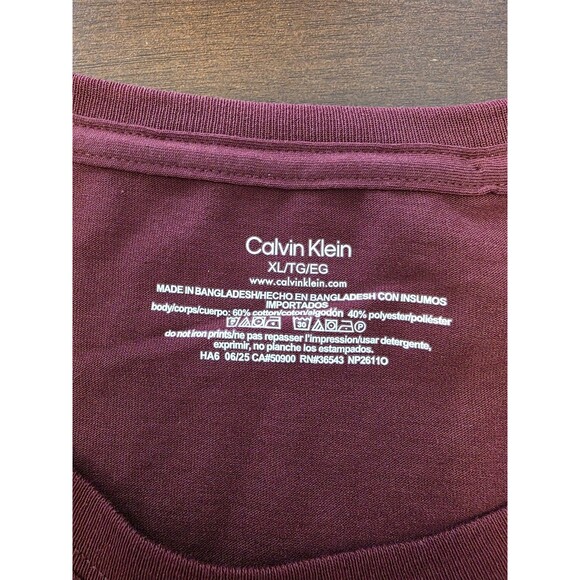Calvin Klein T-shirt Men's Maroon Red XL (NEW ORIGINAL WITH TAGS) NWT - Picture 2 of 5
